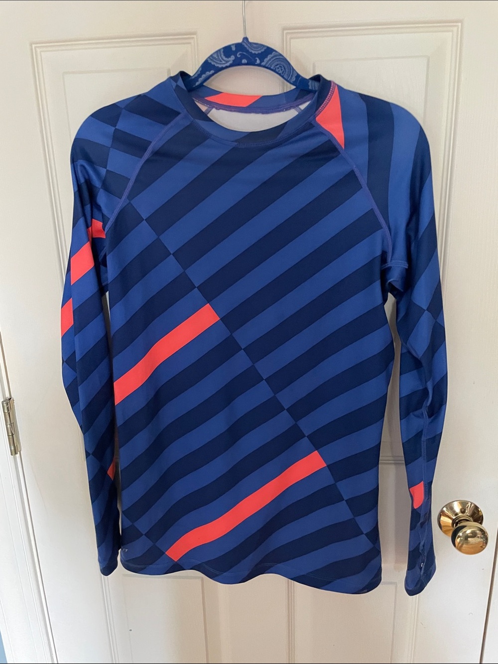Nike Blue and Coral Performance Compression Top